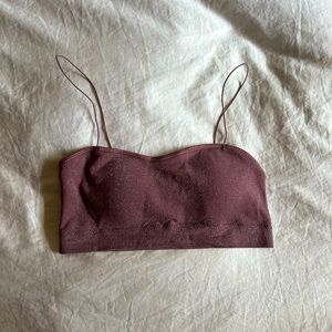 Purple sparkle garage bandeau bra womens medium large m/l padded spaghetti strap